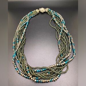 Vintage Premier Designs Multi Strand Beaded Torsade Necklace